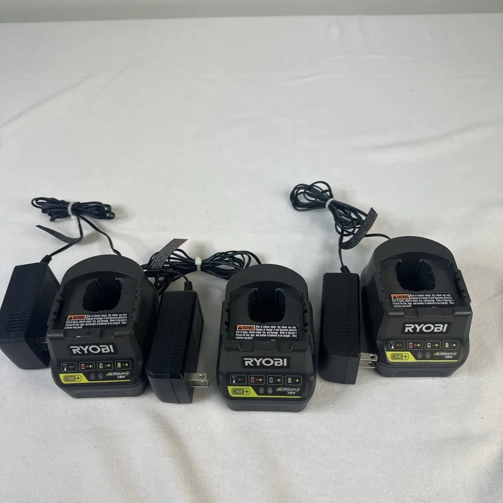 (3) Ryobi ONE+ P118B 18 Volt Lithium Ion Battery Charger's Tested Working Pair
